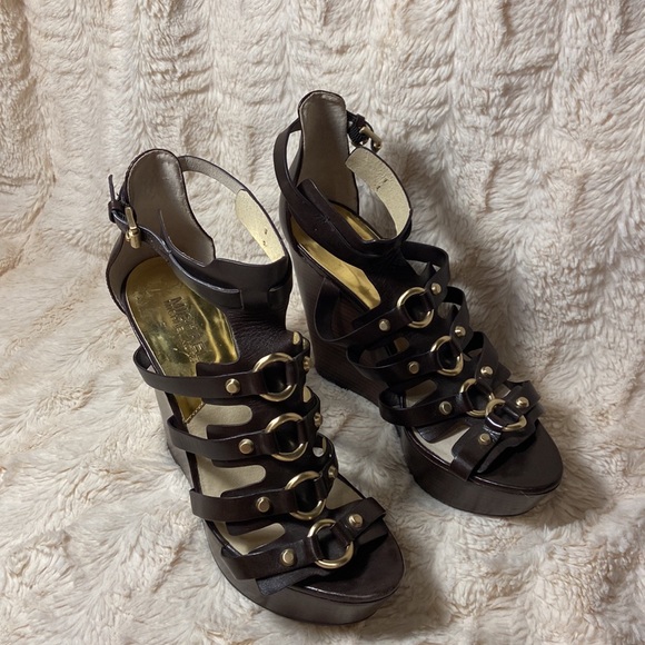 Michael Kors leather Nadine Wedge Brown - Picture 5 of 16